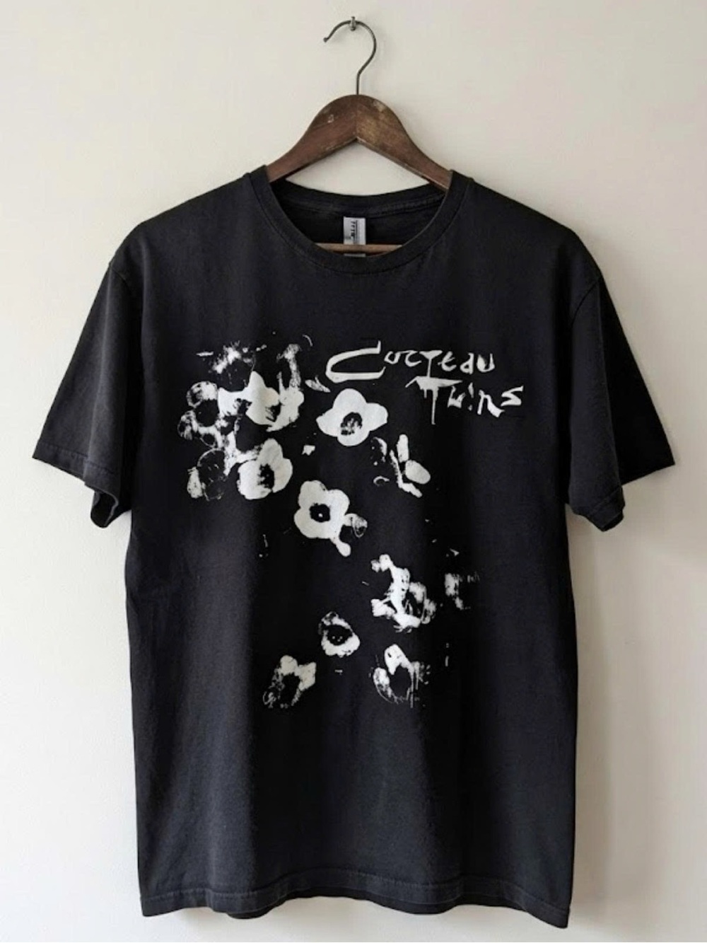 Gildan Black Short-Sleeve Tee with White Floral Graphic | Unisex Shirt